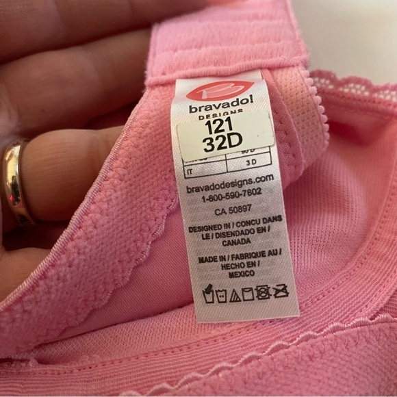 BRAVADO DESIGNS | V-Neck Maternity Nursing Bra Sz Pink Soft Cup 100% Cotton 32D - Picture 6 of 9